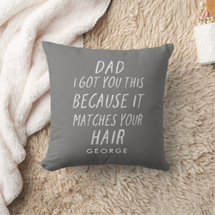 Modern typography funny dad grey hair fathers day throw pillow