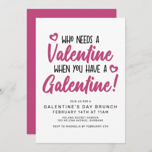 Modern Typography Galentines Day Brunch Invitatio Invitation