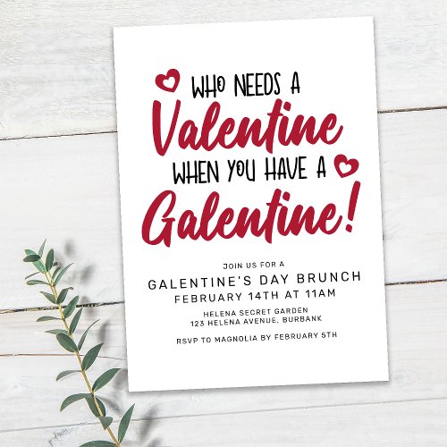 Modern Typography Galentines Day Brunch Invitation