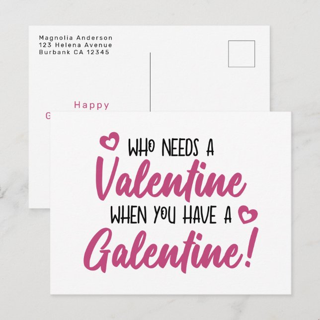 Modern Typography Galentine's Day  Postcard (Front/Back)