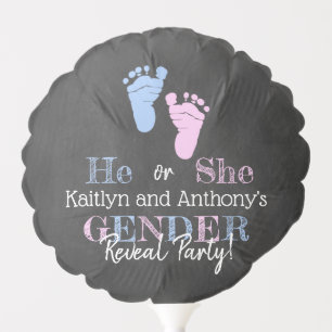 Modern Typography Gender Reveal Party! Baby Shower Balloon