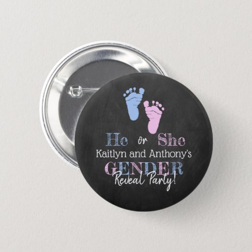 Modern Typography Gender Reveal Party Baby Shower Button