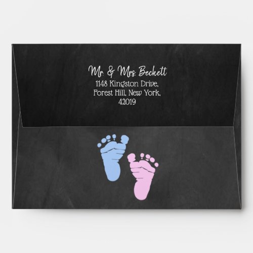 Modern Typography Gender Reveal Party Baby Shower Envelope