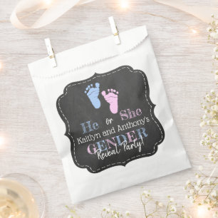Modern Typography Gender Reveal Party! Baby Shower Favor Bag