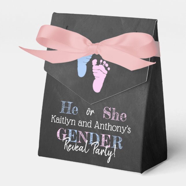 Modern Typography Gender Reveal Party! Baby Shower Favor Boxes (Front Side)