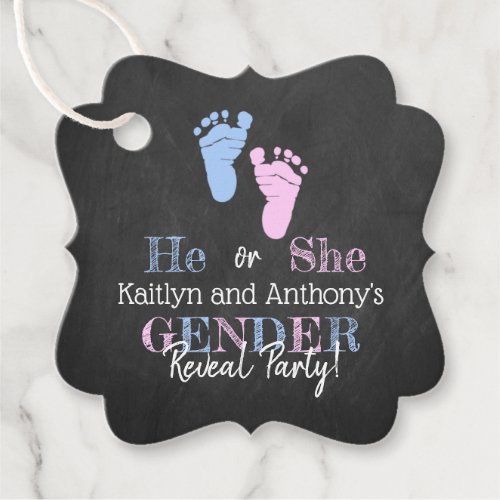 Modern Typography Gender Reveal Party Baby Shower Favor Tags