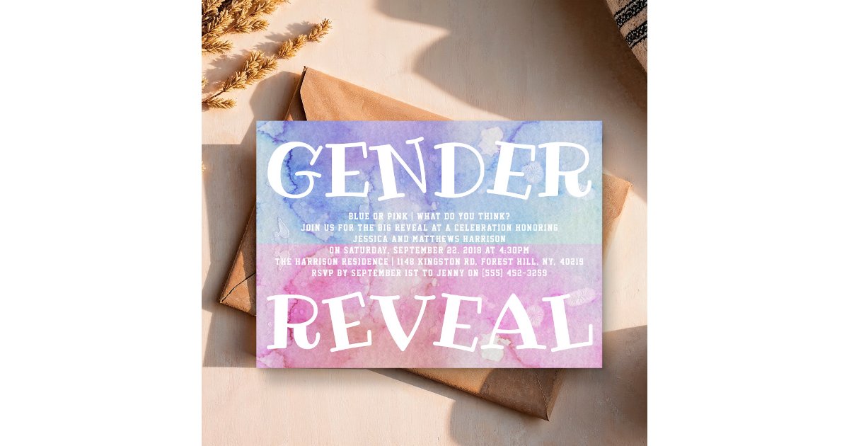 Modern Typography Gender Reveal Party! Baby Shower Invitation | Zazzle