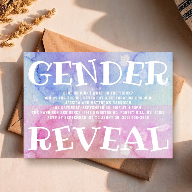 Modern Typography Gender Reveal Party! Baby Shower Invitation (Creator Uploaded)