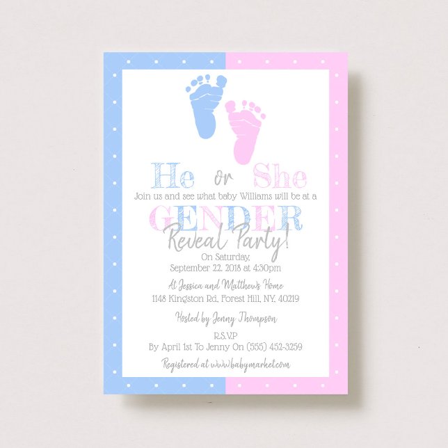 Modern Typography Gender Reveal Party! Baby Shower Invitation (Creator Uploaded)