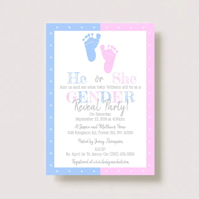 Modern Typography Gender Reveal Party! Baby Shower Invitation | Zazzle