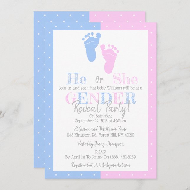 Modern Typography Gender Reveal Party! Baby Shower Invitation (Front/Back)