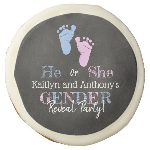 Modern Typography Gender Reveal Party Baby Shower Sugar Cookie