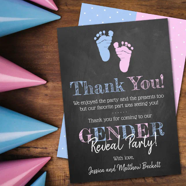 Modern Typography Gender Reveal Party! Baby Shower Thank You Card | Zazzle