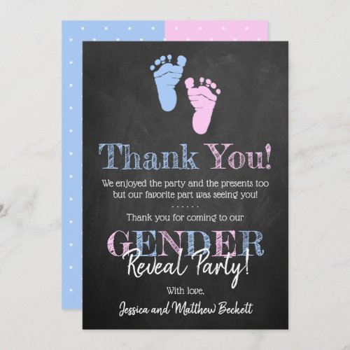 Modern Typography Gender Reveal Party Baby Shower Thank You Card