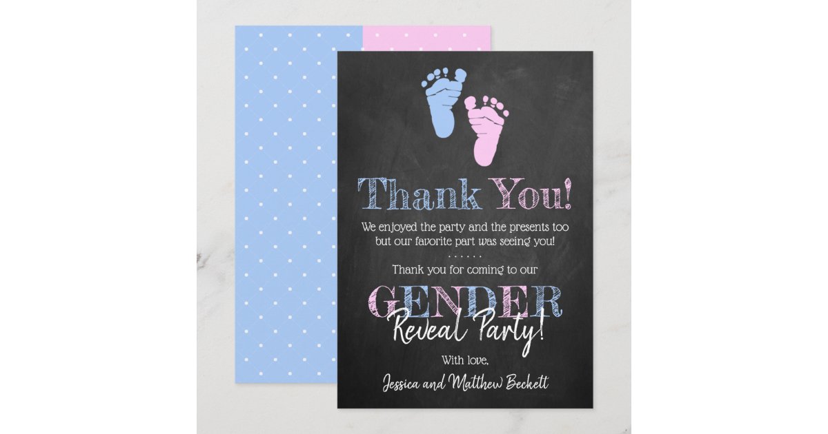 Modern Typography Gender Reveal Party! Baby Shower Thank You Card | Zazzle