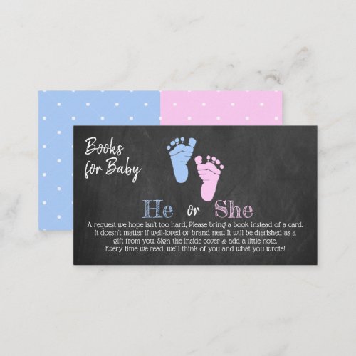Modern Typography Gender Reveal Party Book Enclosure Card