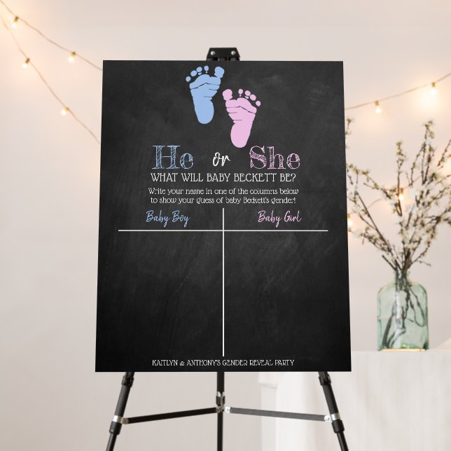 Modern Typography Gender Reveal Party! Voting Foam Board (In Situ (Stand))
