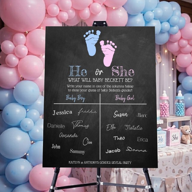 Modern Typography Gender Reveal Party! Voting Foam Board (Creator Uploaded)