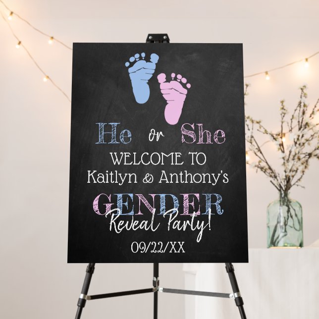 Modern Typography Gender Reveal Party! Welcome Foam Board (In Situ (Stand))