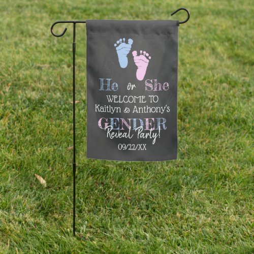 Modern Typography Gender Reveal Party Welcome Garden Flag