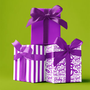 Modern Typography Girl Purple Script Baby Shower  Wrapping Paper Sheets