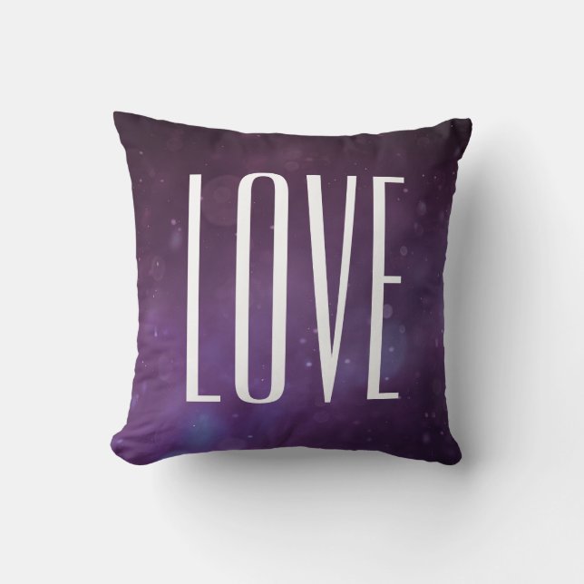 Modern Typography Glitter Blue Purple  Love Throw Pillow (Front)