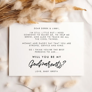 Modern typography Godparent proposal card
