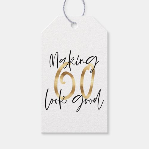 modern typography gold 60th birthday thank you gift tags