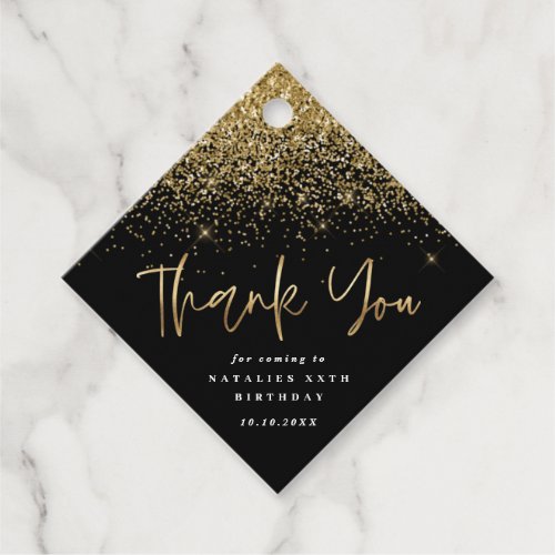 Modern typography gold birthday thank you favor  f favor tags