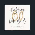 Modern typography gold black 60th birthday party napkins<br><div class="desc">Modern typography gold effect and black 60th birthday party napkins. Part of a collection.</div>