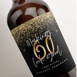 Modern typography gold glitter chic 60th birthday wine label<br><div class="desc">Celebrate your 60th birthday in style with these black,  white and gold glitter effect making 60 look good wine,  beer and water party labels. A modern design with script text and bold graphics. Change the colour to customise. Part of a collection.</div>