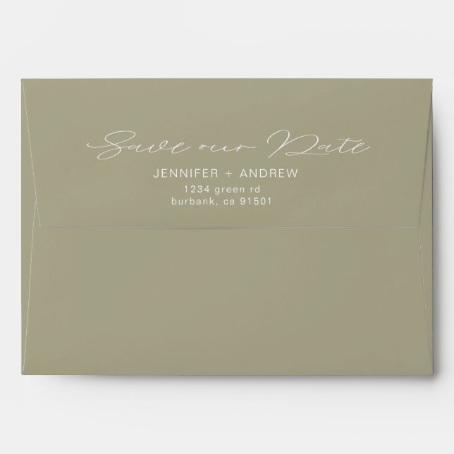 Modern Typography Gold | Pre-Addressed Wedding Envelope (Back (Top Flap))