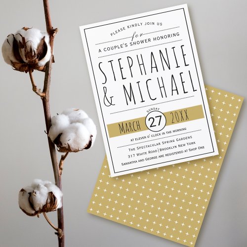 Modern typography gold wedding couples shower invitation