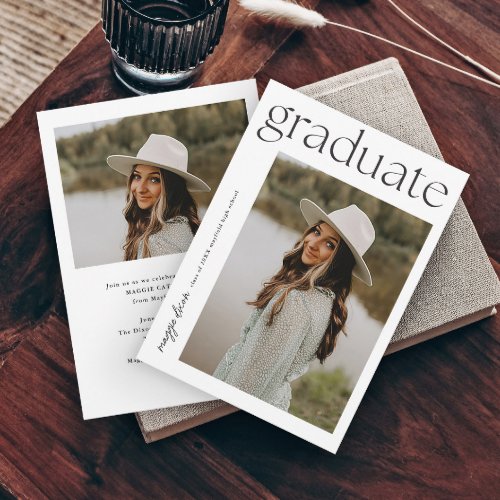 Modern Typography Graduate 2 Photo Graduation Invitation