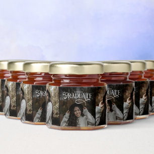 Modern Typography Graduate 3 Photos Graduation Honey Jar Favors
