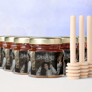 Modern Typography Graduate 3 Photos Graduation Honey Jar Favors