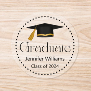 modern typography graduate cap class of 2026 classic round sticker