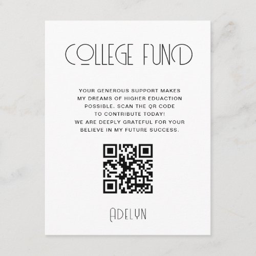 Modern Typography Graduate College Fund Card