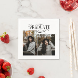 Modern Typography Graduate Photo Graduation Napkins
