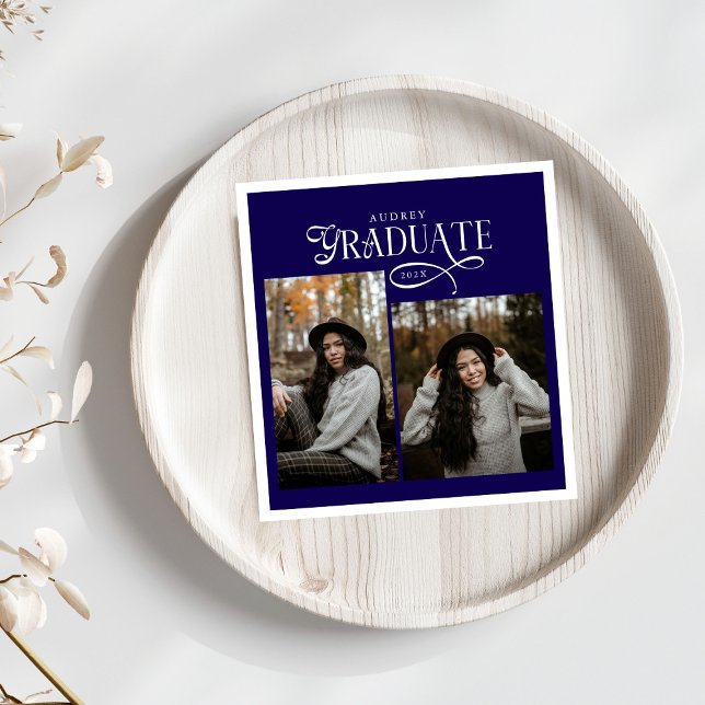 Modern Typography Graduate Photo Graduation Napkins (Creator Uploaded)