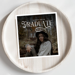 Modern Typography Graduate Photo Graduation Napkins