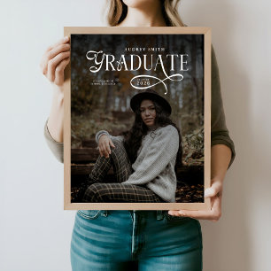 Modern Typography Graduate Photo Graduation Poster