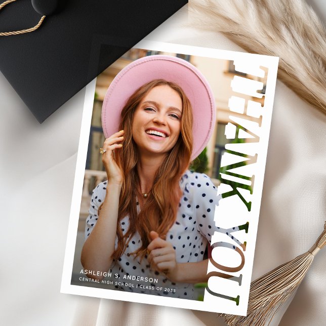 Modern Typography Graduate Photo Thank You Card (Creator Uploaded)