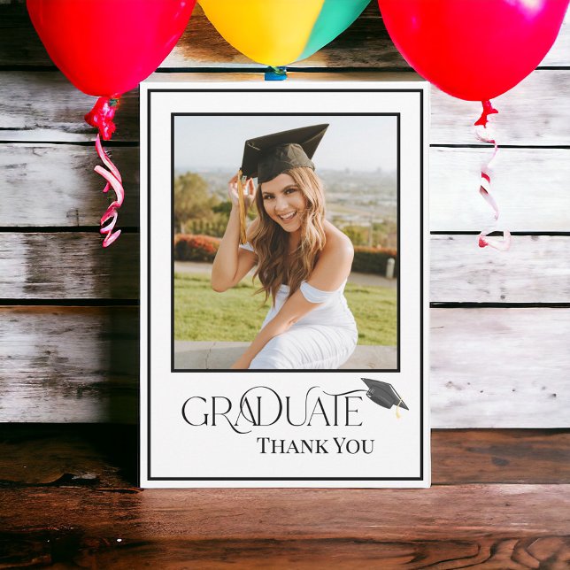 Modern Typography Graduate Photo  Thank You Card (Creator Uploaded)