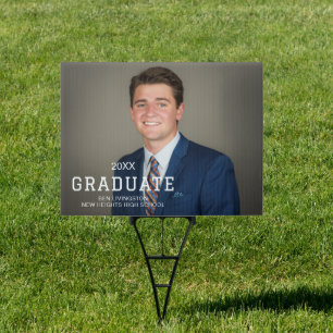 Modern Typography Graduate Photo Yard Sign