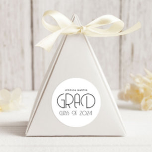 Modern Typography Graduation Classic Round Sticker
