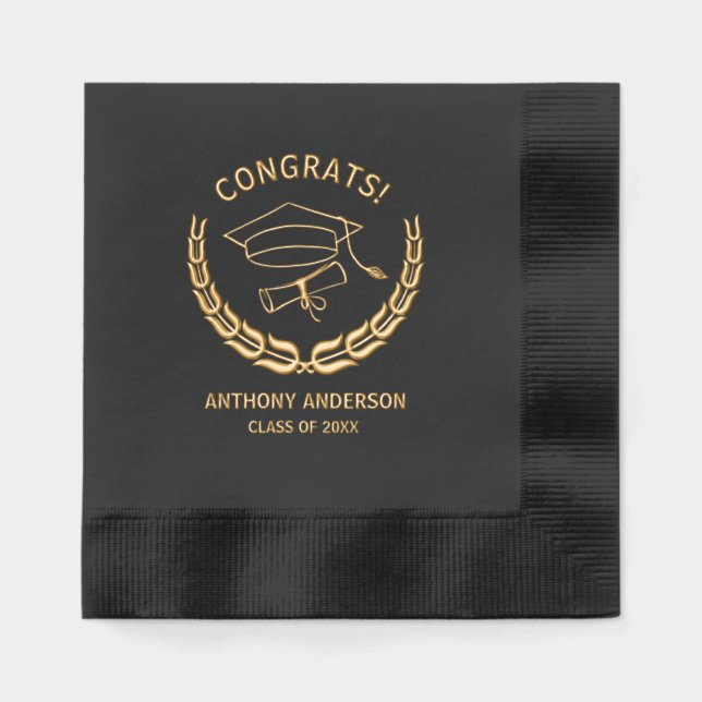 Modern Typography Graduation Congrats Foil Napkins (Front)