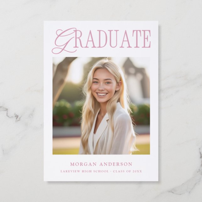 Modern Typography Graduation Letterpress Photo Cards (Front)