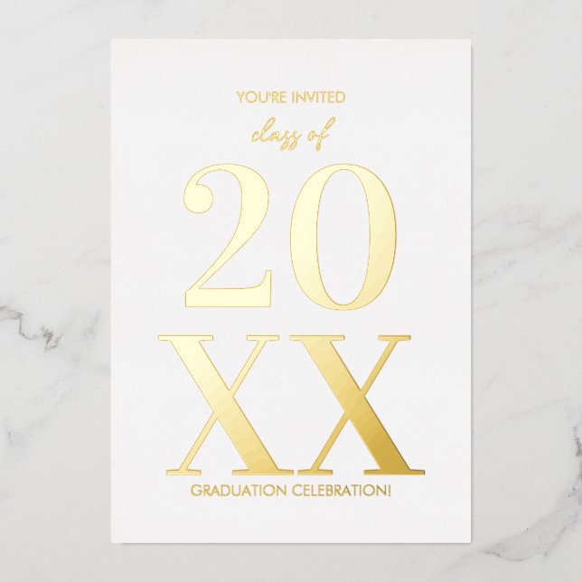 Modern Typography Graduation Party Invitation Foil Invitation (Front)