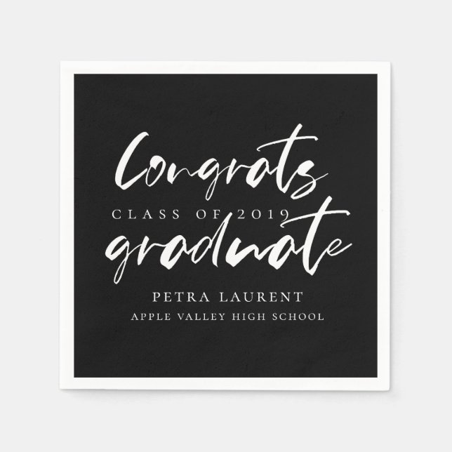 Modern Typography Graduation Party Napkins (Front)
